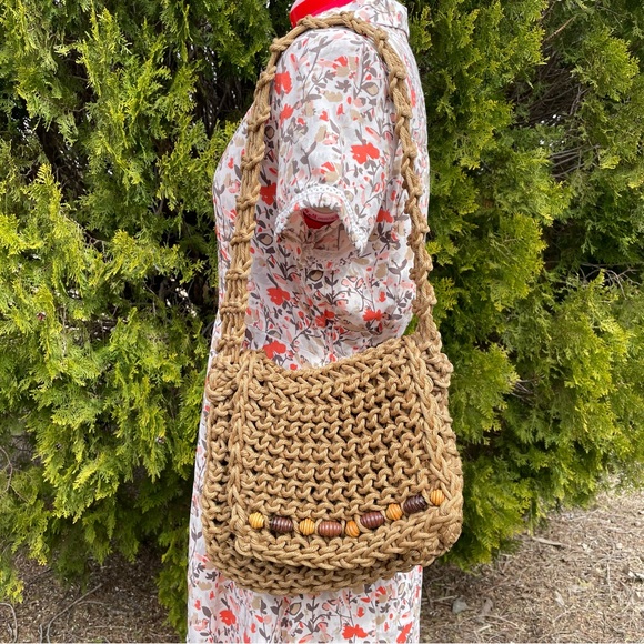 Vintage Handbags - Vintage Boho Hippie Macramé Shoulder Bag